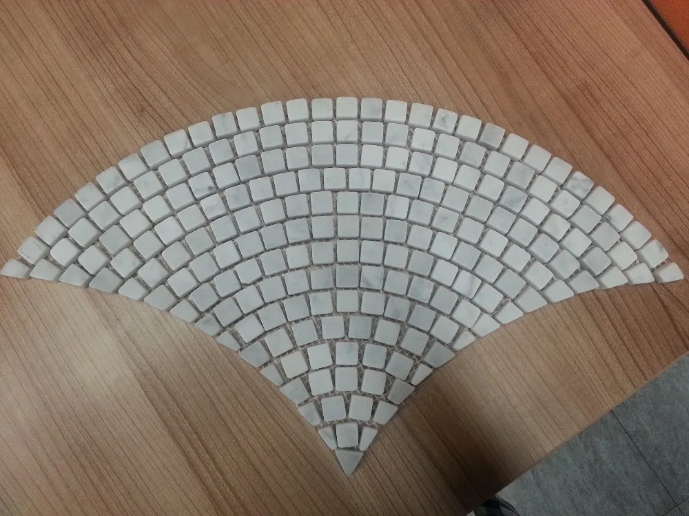 Bianco Carrara White Marble Fan Shaped Marble Mosaic Tile On Mesh Buy