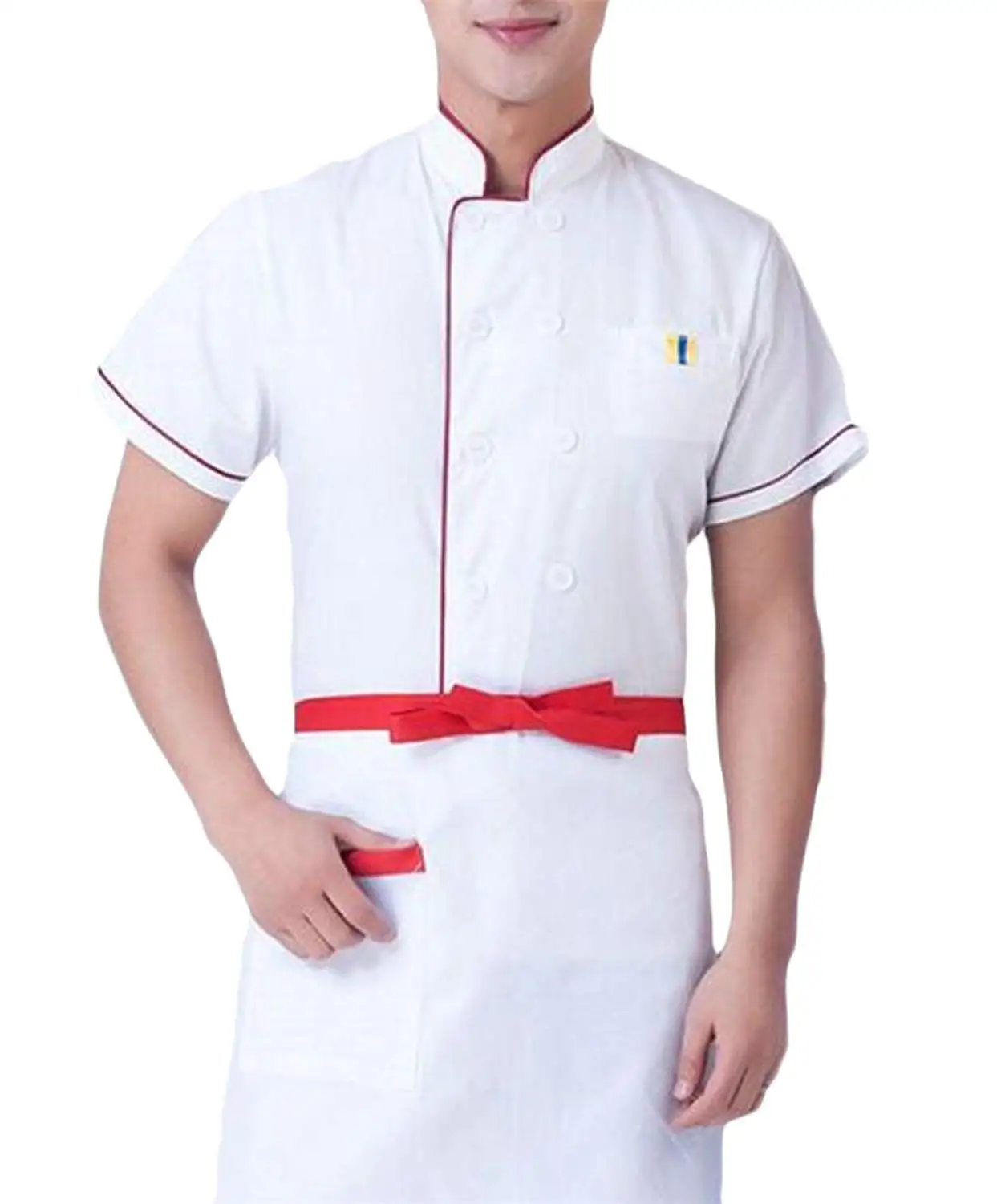XiaoTianXin-men clothes XTX Men's Short Sleeve Unisex Cooking Shirt Waiter Chef Jacket