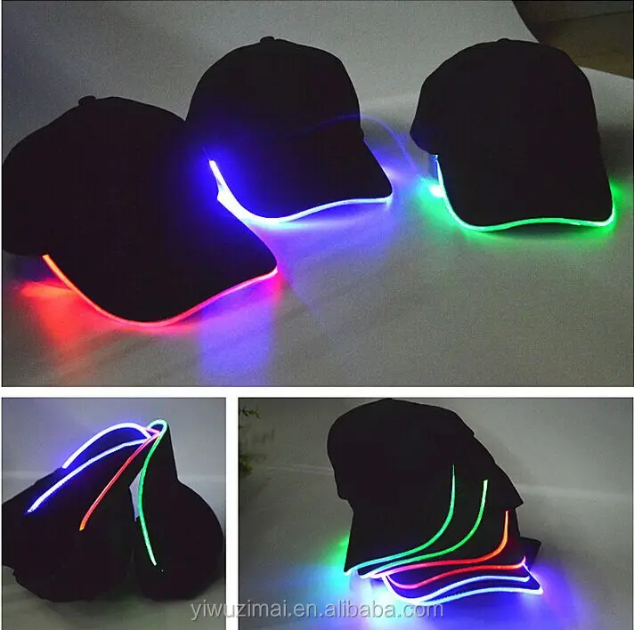 LED Lighted Up Hat Glow Club Party Baseball Hip-Hop Adjustable Sports Black Cap