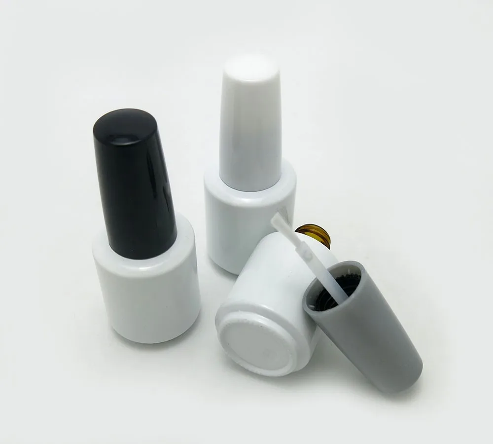 White Colored Empty 15ml Unique Nail Polish Remover Bottles With Brush