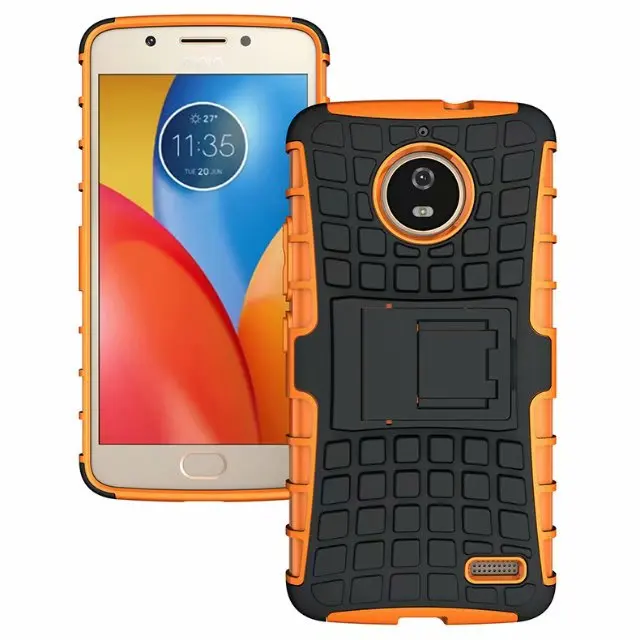 shockproof TPU+PC 2in1 tire pattern bracket cover phone case For Motorola Moto E4