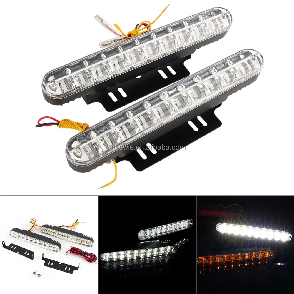2 X 30leds Drl White+amber Car Led Daytime Running Light Dc 12v Auto