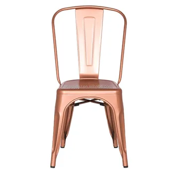 Popular Rose Gold Frame Metal Dining Chair Restaurant Hall Red