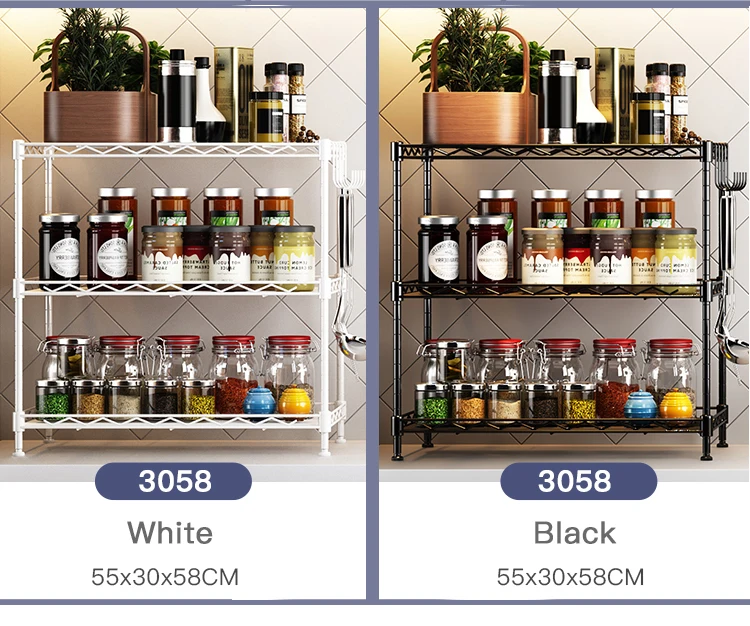 Usun Multifunction Home 5 Tier Wire Black Metal Holder Kitchen Storage