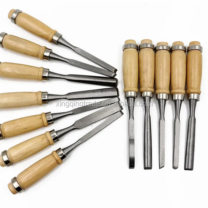 12Pcs Manual Wood Carving Hand Chisel Tool Set Carpenters Woodworking Detailed