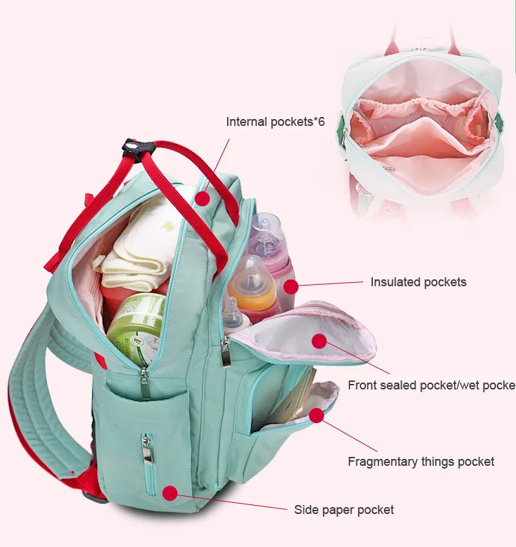 Hot Sale Fashion High Quality Multifunction Travel Waterproof Backpack Mummy Baby Diaper Bag