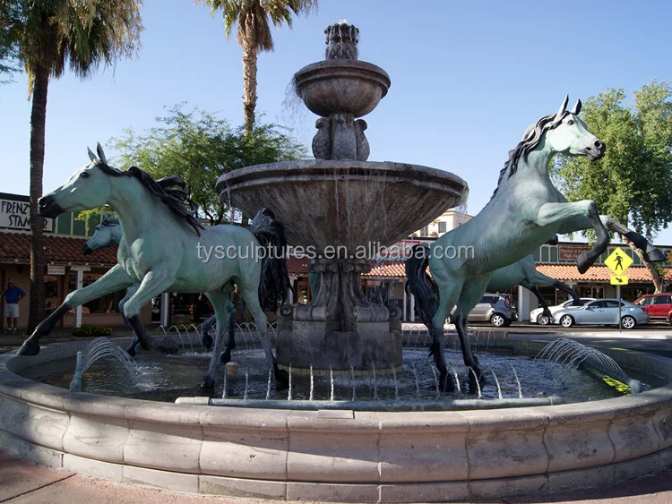 Wholesale Large Outdoor Stone Fountain With Bronze Horse Sculpture