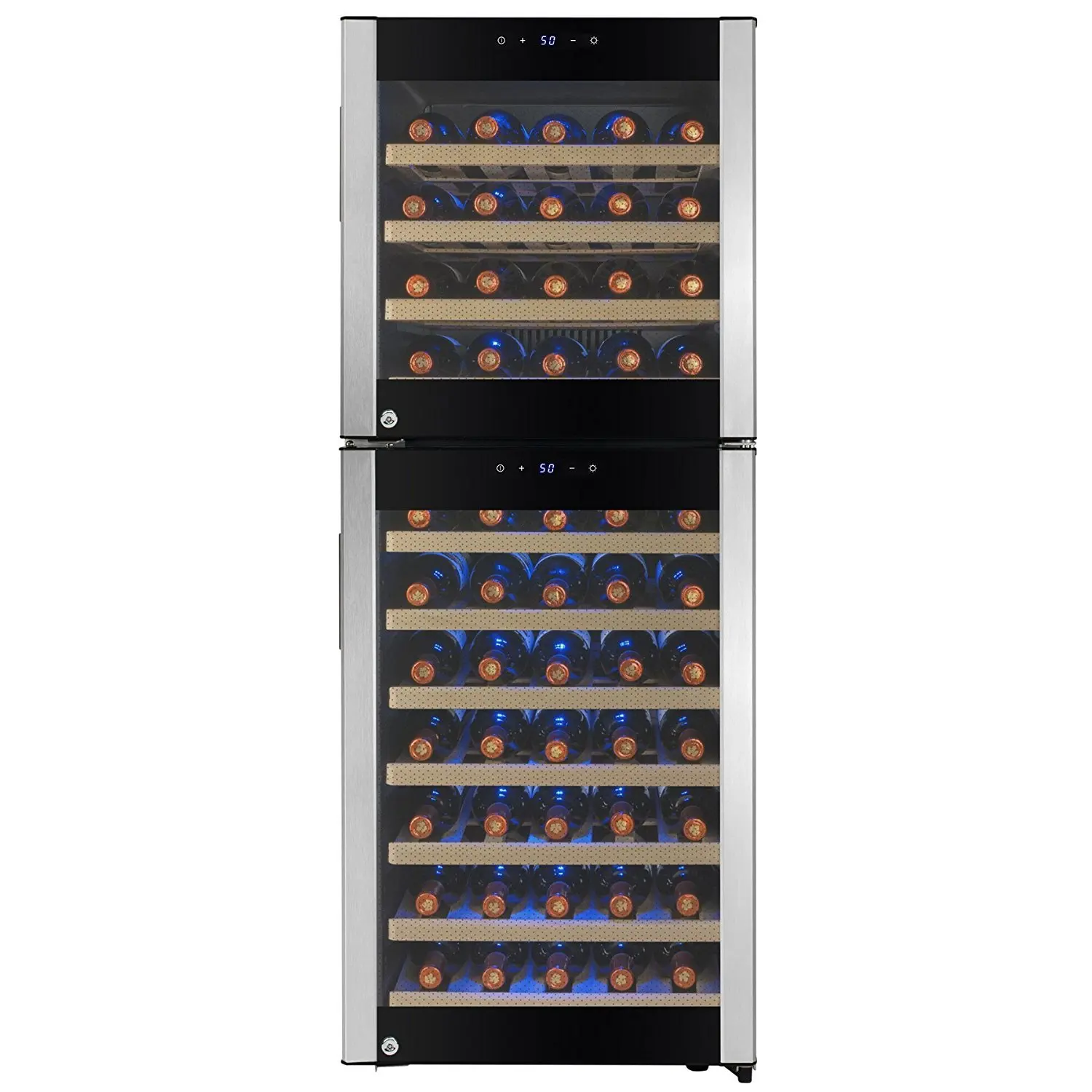 FIREBIRD 73 Bottles Dual Zone Stainless Steel Door Built-in Compressor Freestanding Electric Wine Cooler Chiller Refrigerator w/ Touch Control