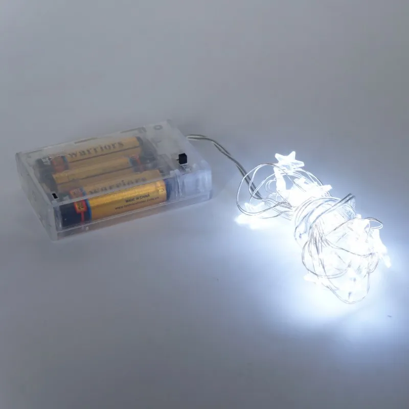 10 Led Battery Operated Decorative White Star Serial Lights For