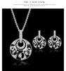 2017 New Style Fashion Black Round Shape Women Jewelry Set Silver Plated Necklace Earrings Set