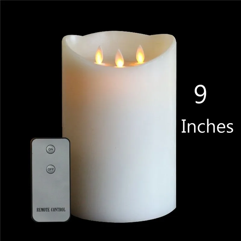 Battery Operated Ivory Flameless Moving Wick Led Candle,3 Wicks Led Moving Candle With Remote