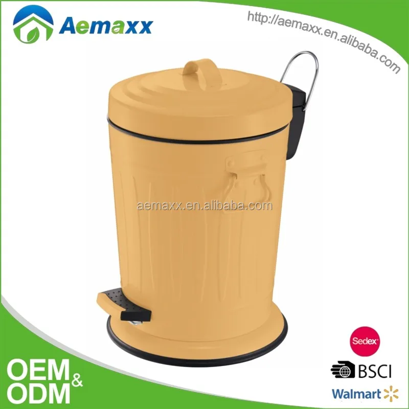 Embossed Orange Color Pedal Kitchen Trash Can Metal Kitchen Waste Bin