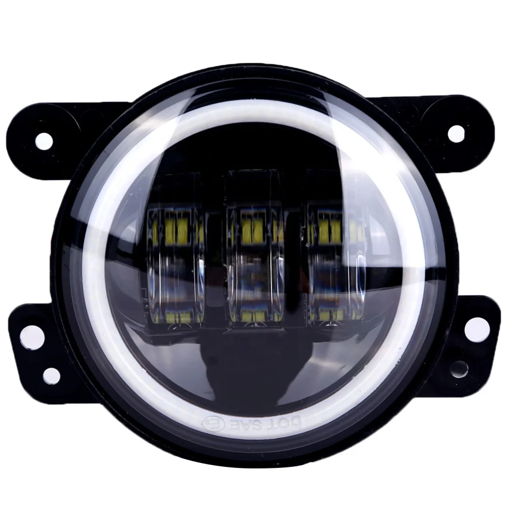 4 Inch Round LED Fog Light with Amber Yellow Light for Car 4Inch Fog Light with DRL Halo Angel Eye Offroad Fog Lamp