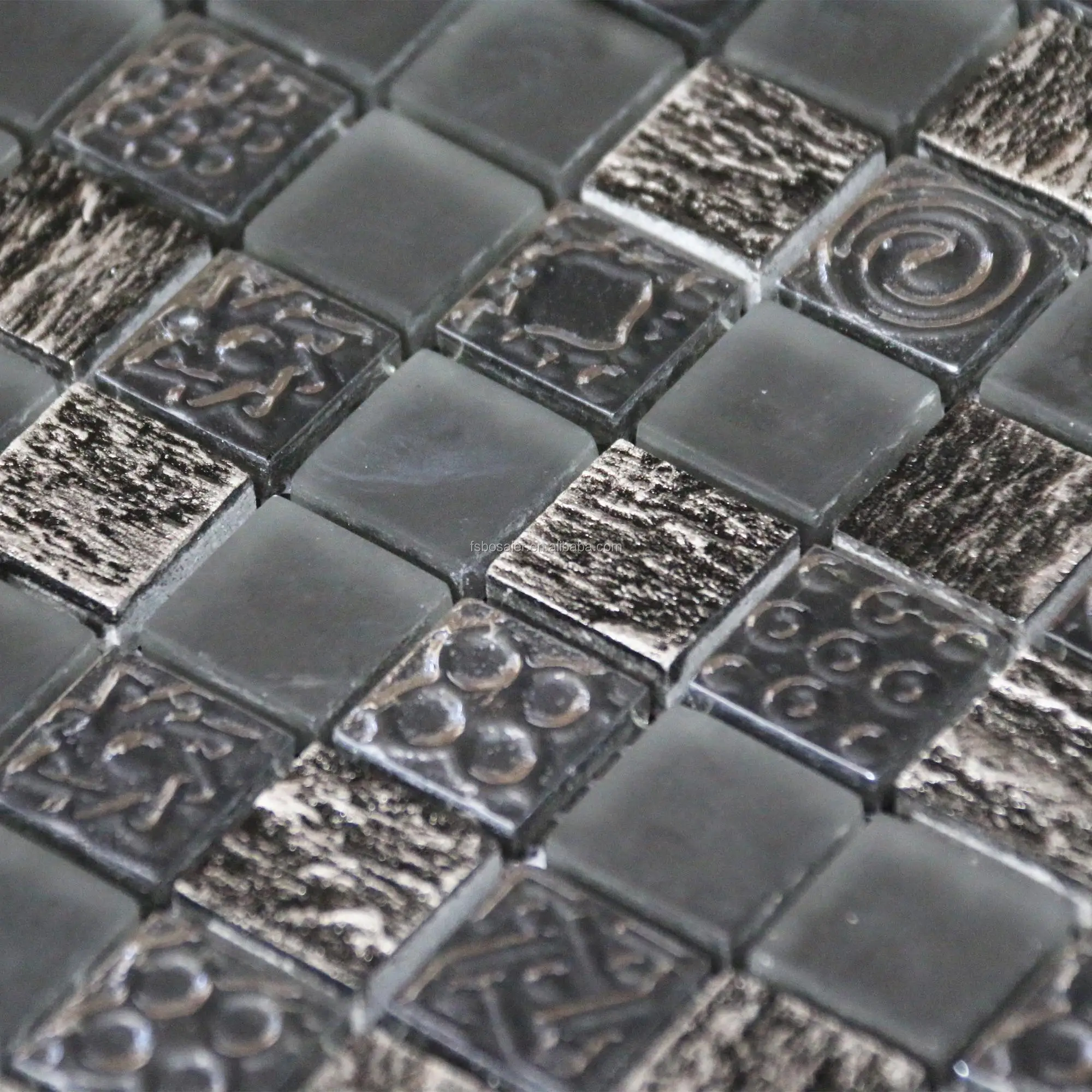 BSS126 Decorative wood-like wood resin mix opaque wall art 3D iridescent glass mosaic tile for wall kitchen backsplash