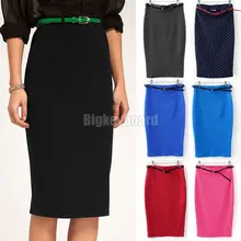Fashion Womens Ladies High Waist Midi Bodycon Slim Pencel Tube Stretch Skirt Free Shipping