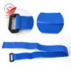 Blue nylon hook and loop stick together box packing strap with plastic buckles