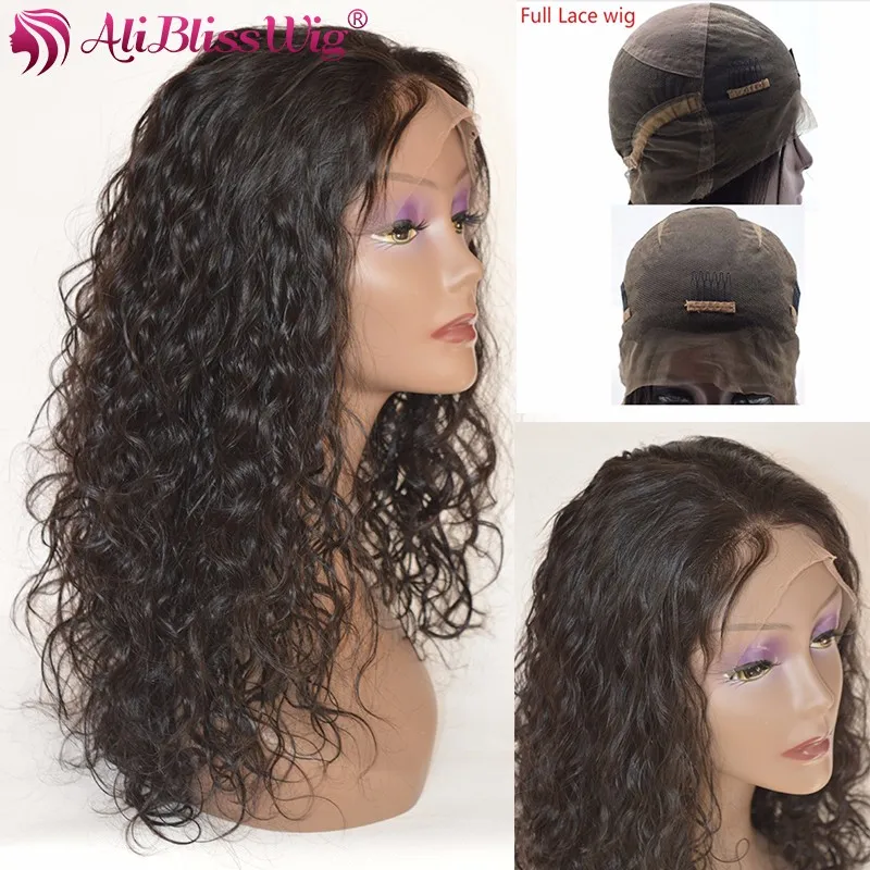 Wholesale Permanent 180 Density Water Wave Afro Human Hair Wig Full