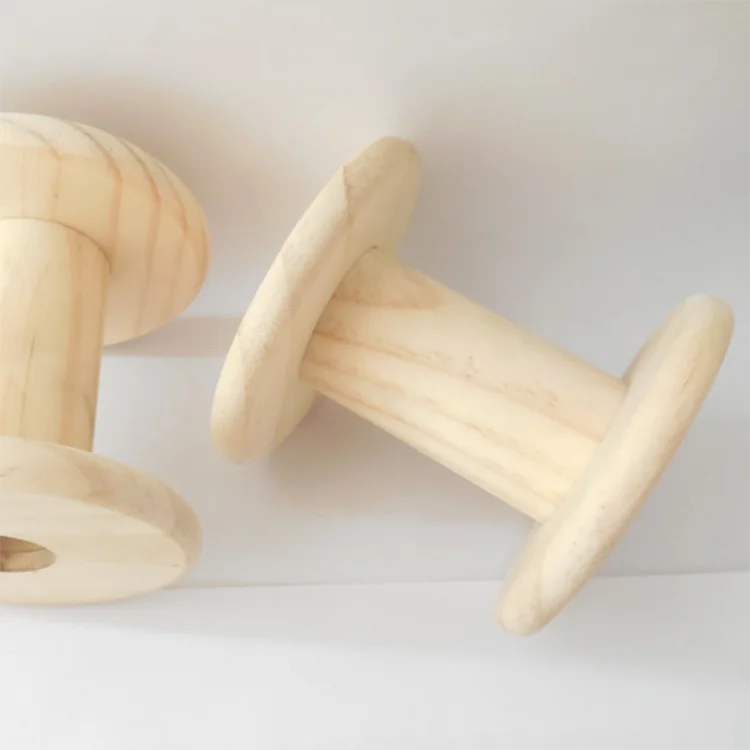 Kustom warna alami kayu pinus benang spool spool spool mini kayu kayu