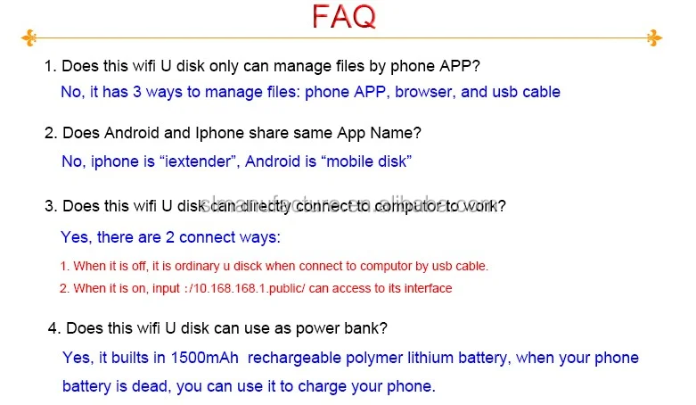 USB 2.0 U Disk Iphone Android Tablet Wifi Card Reader with Power Bank Function - ANKUX.COM