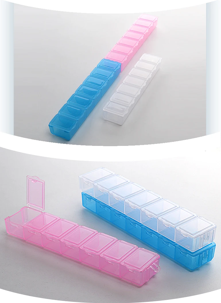 Ecofriendly 7 Days Pill Case Medicine Organizer Plastic Pill Box For