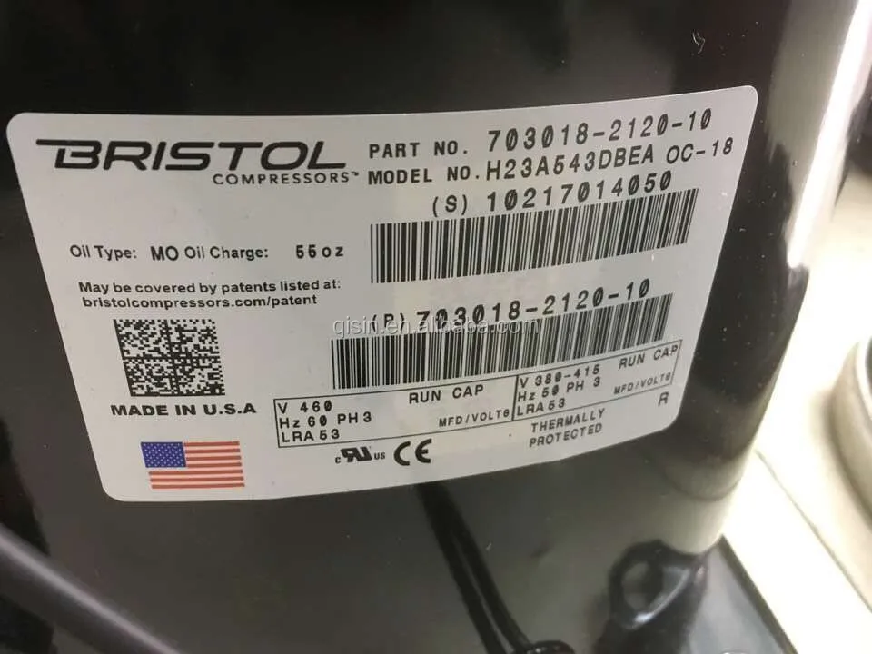 Bristol Reciprocating Air Conditioner Compressors H23A353DBEA