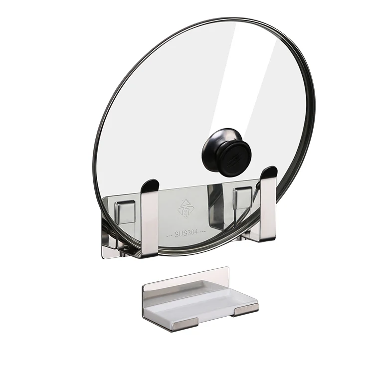 
Hot Sale Multifunctional Wall Mounted Stainless Steel Pot Cover Rack Kitchen Cutting Board Holder 