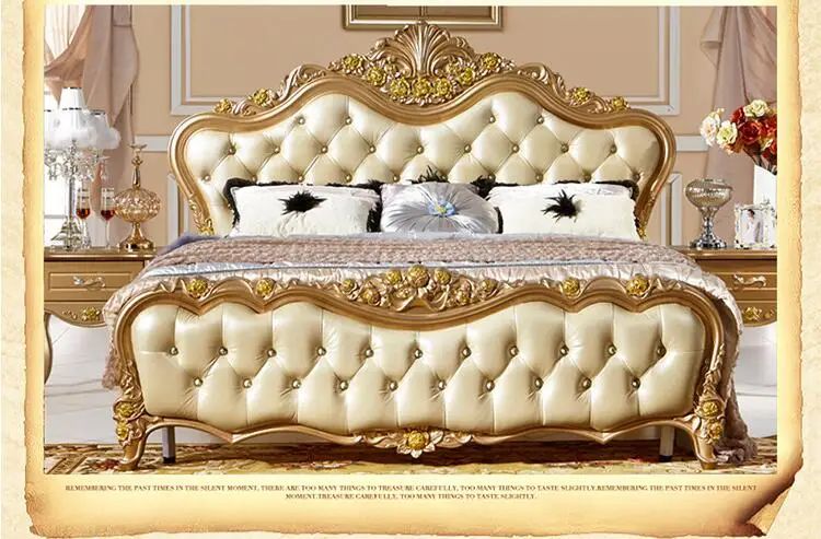 modern european solid wood bed Fashion Carved 1.8 m bed french bedroom furniture p10083
