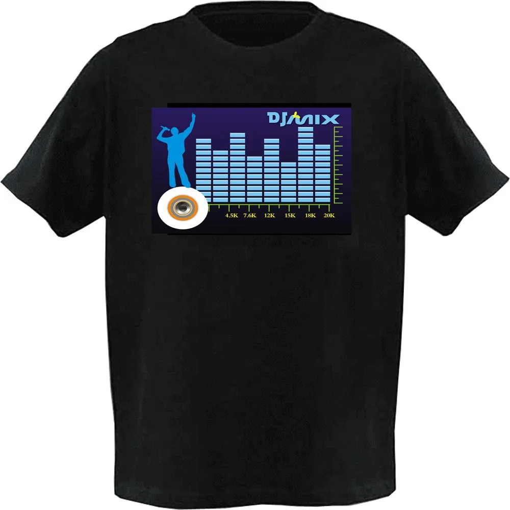 Hot Sale Sound Activated Led Cotton T Shirt Light Up And Down Flashing