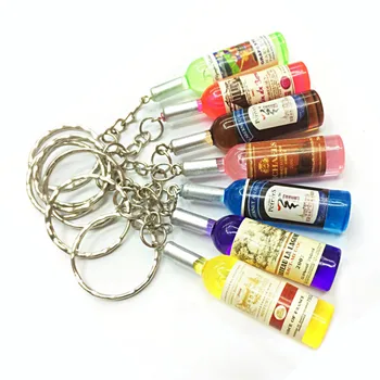 acrylic charms printed keychains custom key mini ring cell chain bottle shape wine mobile phone larger