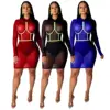 P1191 long sleeve mesh see through designs wine red black blue sexy women slim tight bodycon dresses