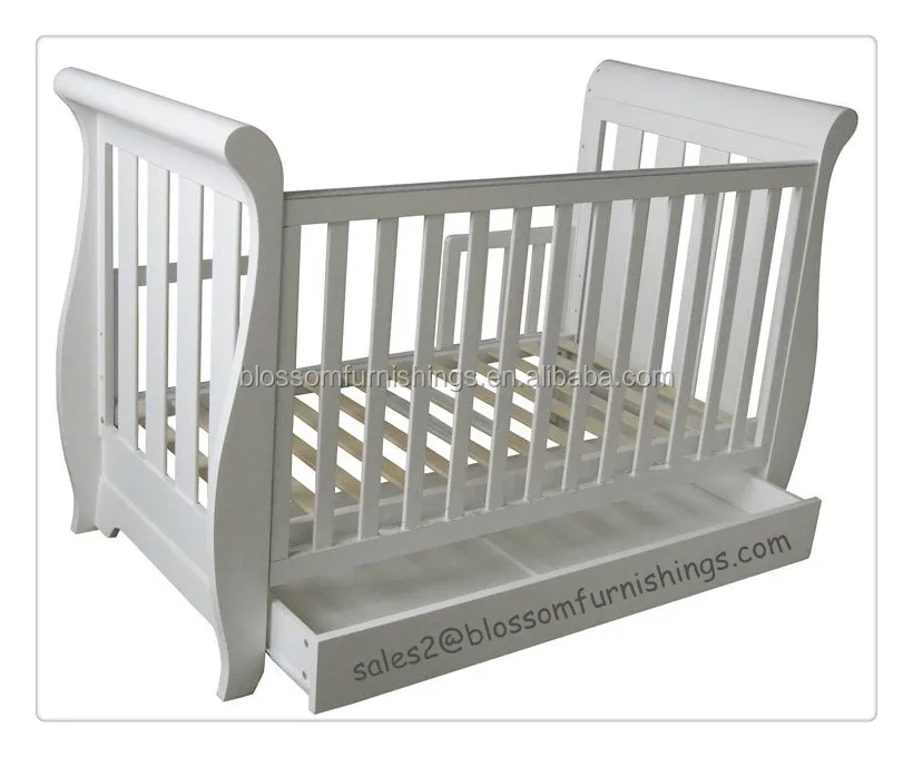 White Wooden Royal Style Baby Sleigh Crib Buy Baby Crib New