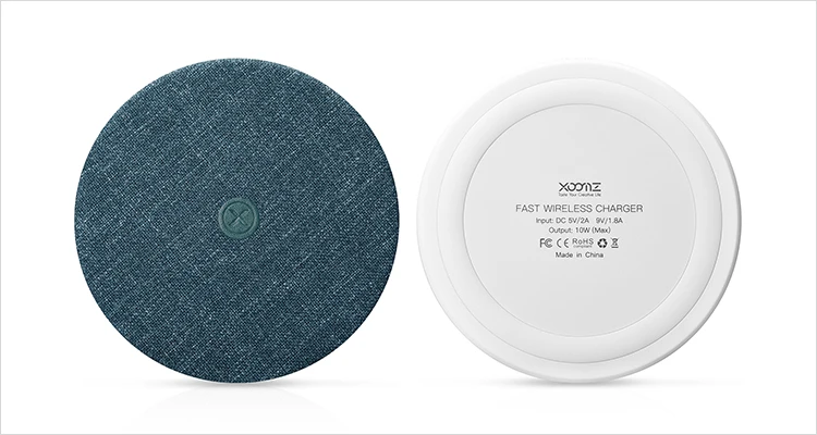 XOOMZ Hot Selling Fabric Wireless Fast Charging Pad for iPhone for Samsung