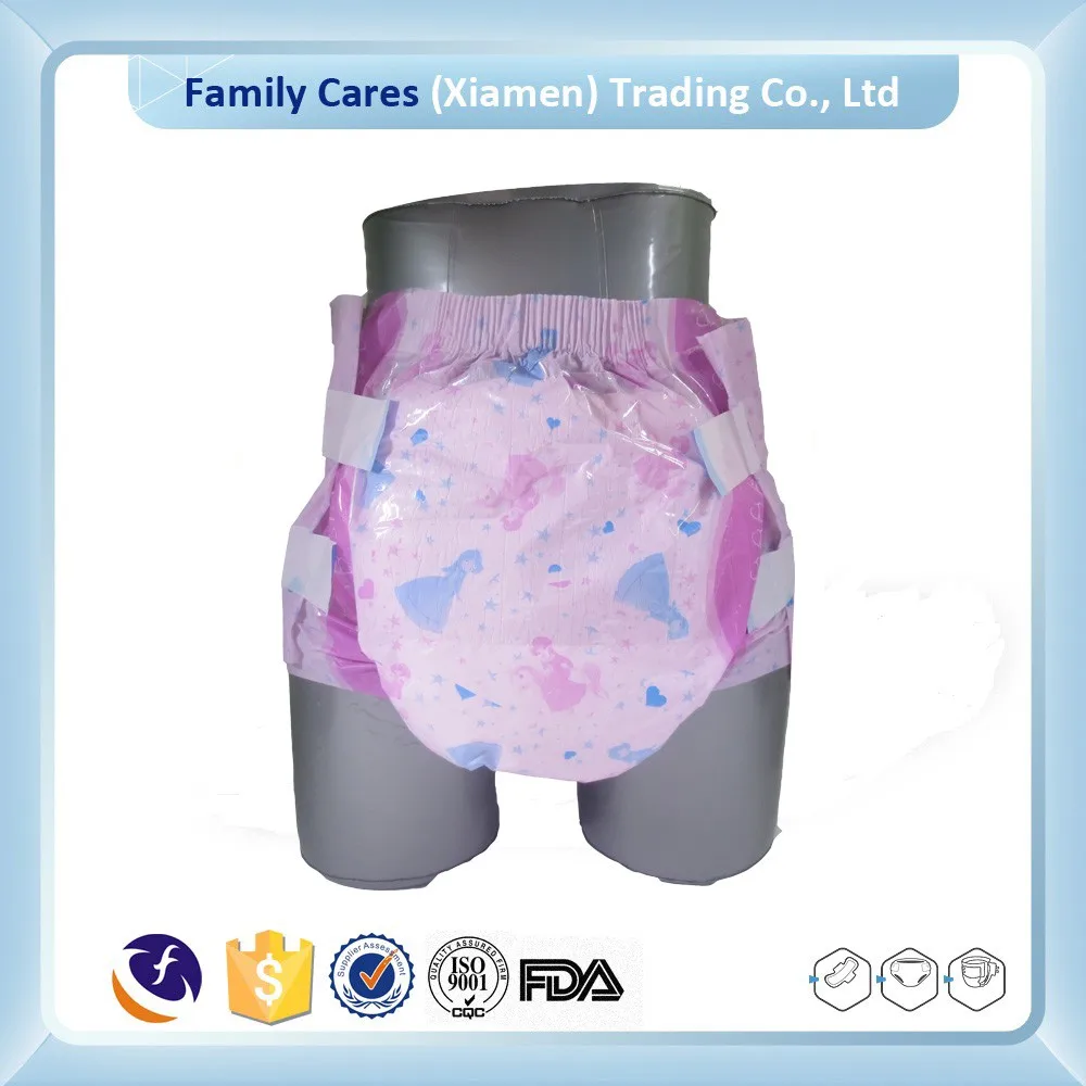 High Absorption Adult Diaper Super Thick Pink Printed Adult Baby Diaper