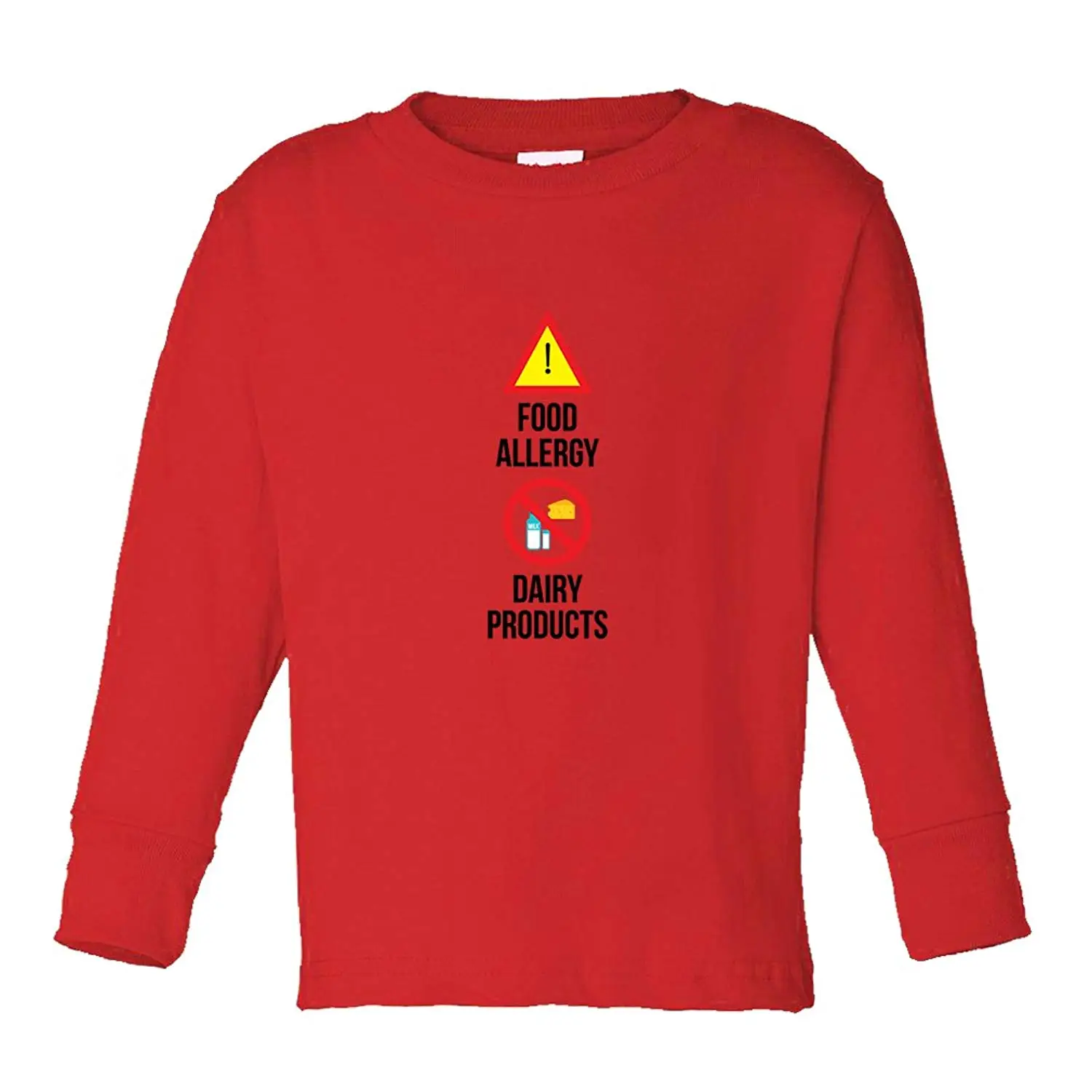 Cute Rascals Food Allergy Dairy Products Kids Long Sleeve Cotton T-Shirt Tee