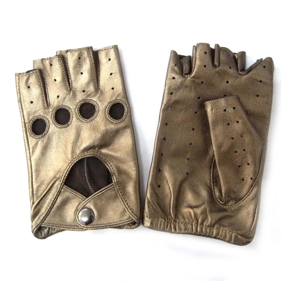half finger leather driving gloves
