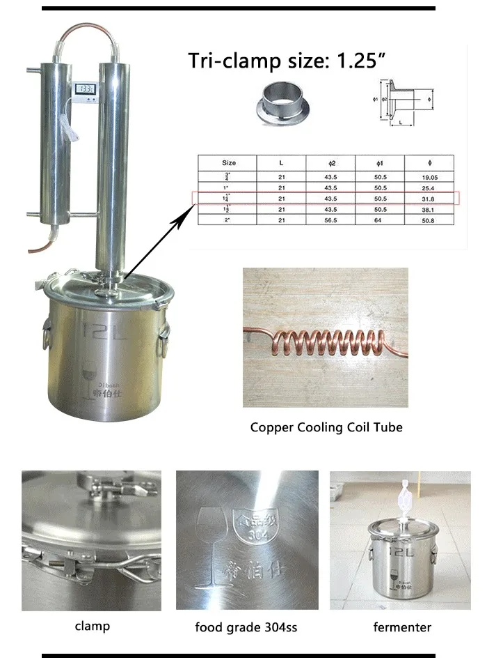 12L/3Gal Red Copper Distiller, Mini Alcohol Distiller For Sale