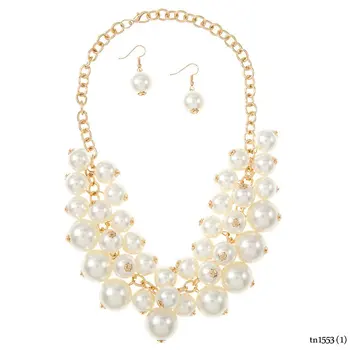 Faux Pearl Necklace And Earring Set 