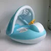New custom swimming pool floats inflatable beach toy top quality blue inflatable baby ride-on float with sun shady