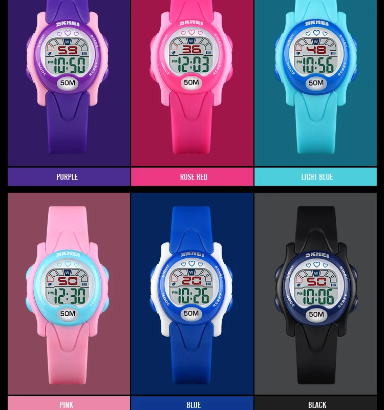 Skmei 1478 цифровые часы для девочек, детские наручные часы, спортивные силиконовые часы