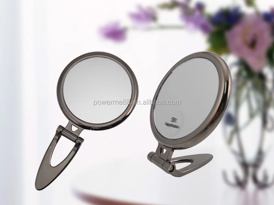 Customized Logo Makeup Personalized Handheld Mirror 10cm Folding Hand Mirror With 10x Magnifying