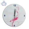 Wooden round wall clock, Decorate Wooden Round Flamingo Wall Clock without Frame