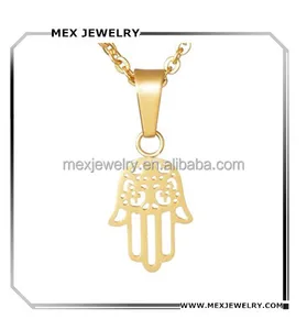 316L Stainless Steel Turkish Gold Hand of Fatima Palm Pendant Supplies