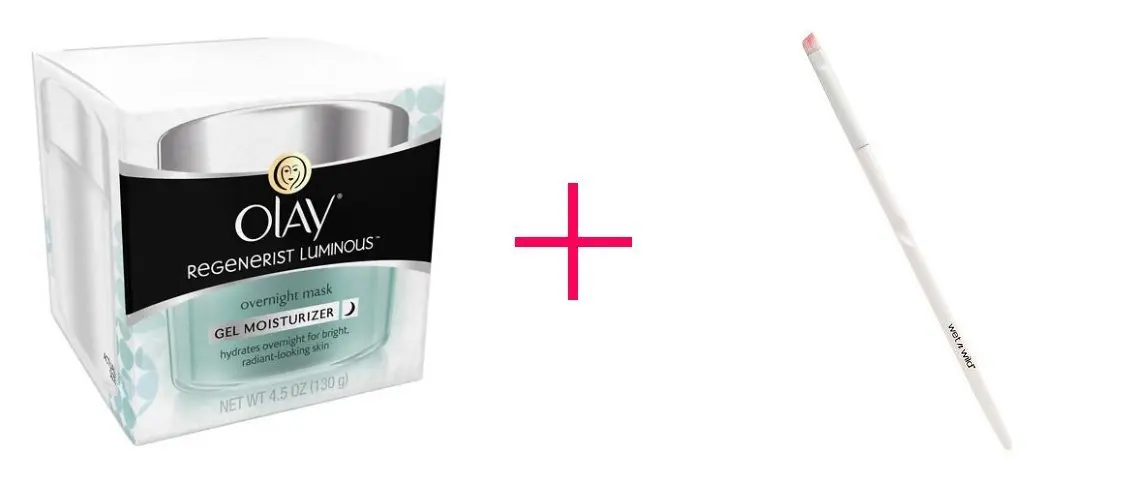 2 of Olay Regenerist Luminous Overnight Facial Mask Gel Moisturizer AND Wet n Wild Brush - BUNDLE