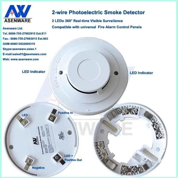 2 Wire conventional alarm fire Photoelectric Smoke Detector Smoke sensor