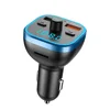 AGETUNR T33 bluetooth 5.0 car mp3 player fm transmitter quick charge 3.0 display car voltage handsfree kit microSD USB Disk Blue