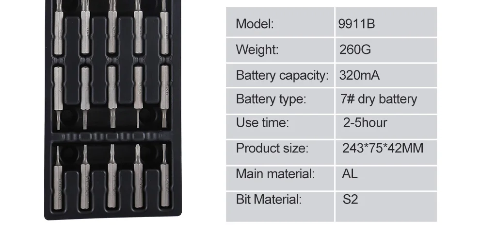BEST-9911B Mini Cordless Magnetic Power Electronics Multi-purposed Screwdriver Laptop Computer Repair Tool Kit for Mobile Phone