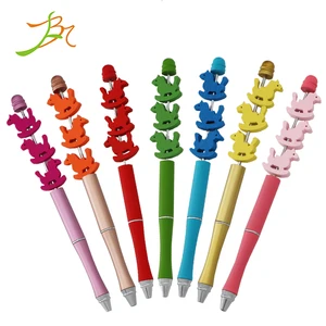 China supplies creative stationery customized jewelry lampwork beads decorative beaded pen DIY metal beadable pen