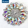 Oleeya factory wholesale crystal ab rhinestone applique with silver base rhinestone button for garment accessories