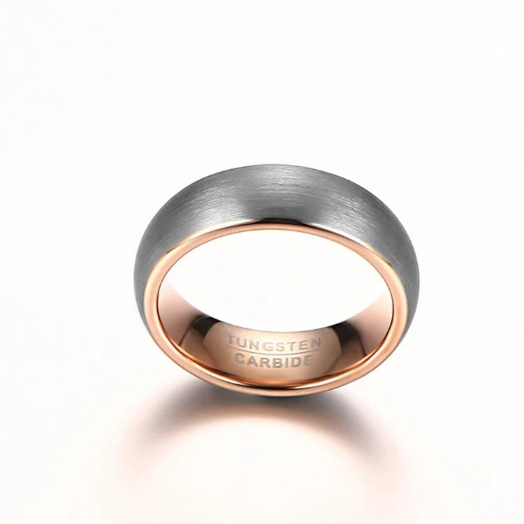 in stock matte finished 6mm rose gold tungsten carbide wedding