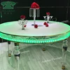 banquet hall furniture round acrylic crystal dining table with led light
